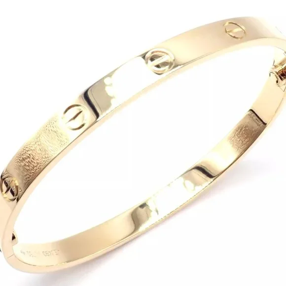 Authentic! Cartier 18k Yellow Gold Love Bangle Bracelet Size 19 Paper - Picture 9 of 10